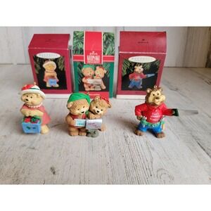 Hallmark vintage‎ mom dad bear ornament Xmas Santa hat unique